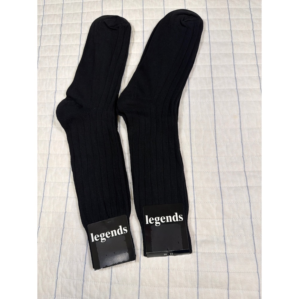 Legends Men Black Ribbed Dress Socks 2 Pairs Cotton Blend Made in Canada 10-13